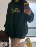 Letter Embroidery Sweatshirts Women Casual Streetwear O-neck Loose Pocket Pullover Tops Vintage American Preppy Style Sweatshirt